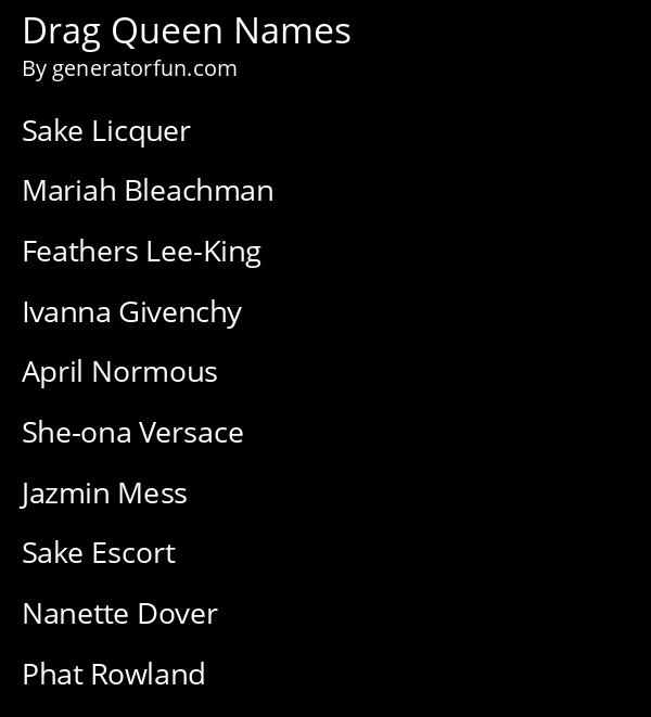 Drag Queen Names