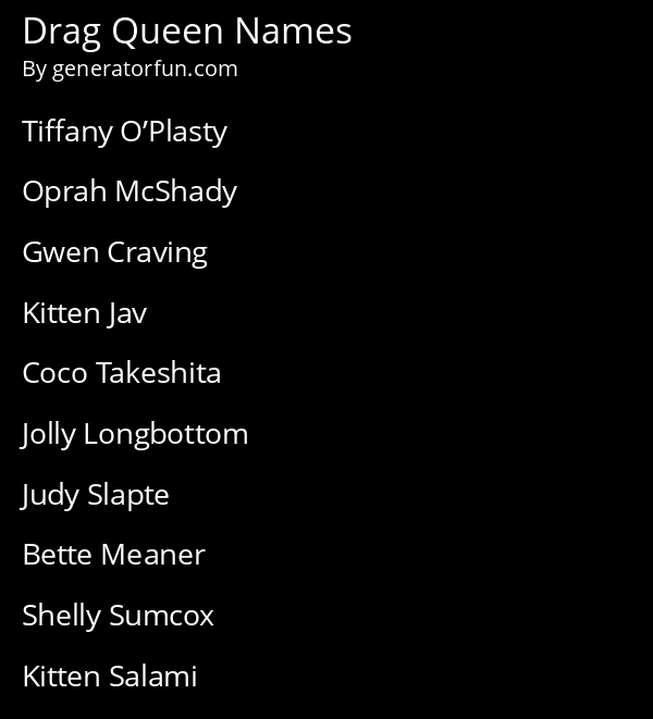 Drag Queen Names