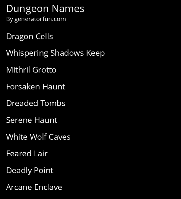 Dungeon Names