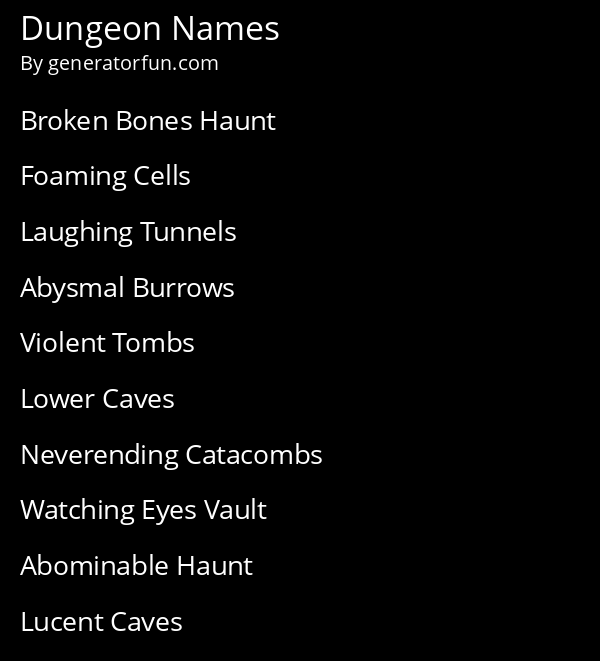 Dungeon Names