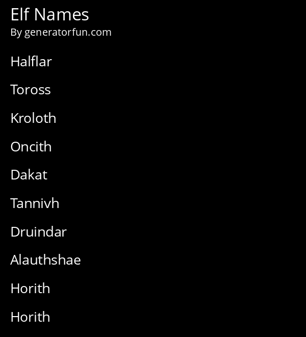 Elf Names