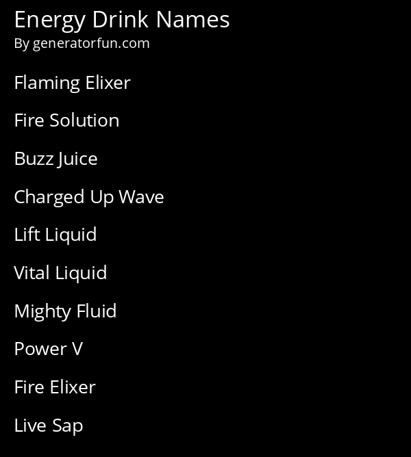 Energy Drink Names