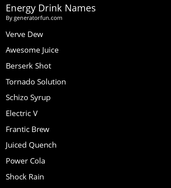 Energy Drink Name Generator Generate A Random Energy Drink Name