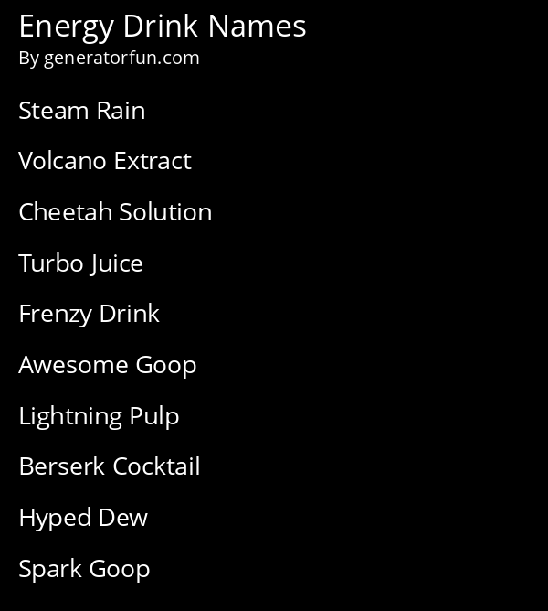 Energy Drink Name - Generate a Energy Name