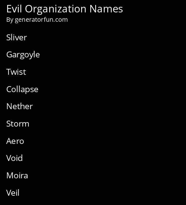 Evil Organization Names