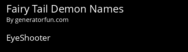 Fairy Tail Demon Names