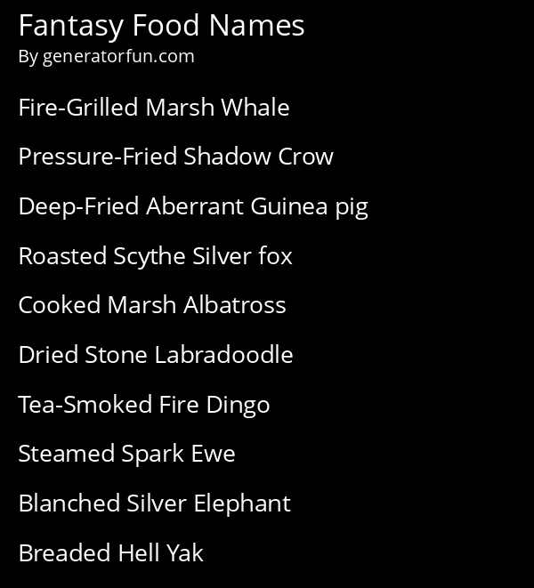 Fantasy Food Names