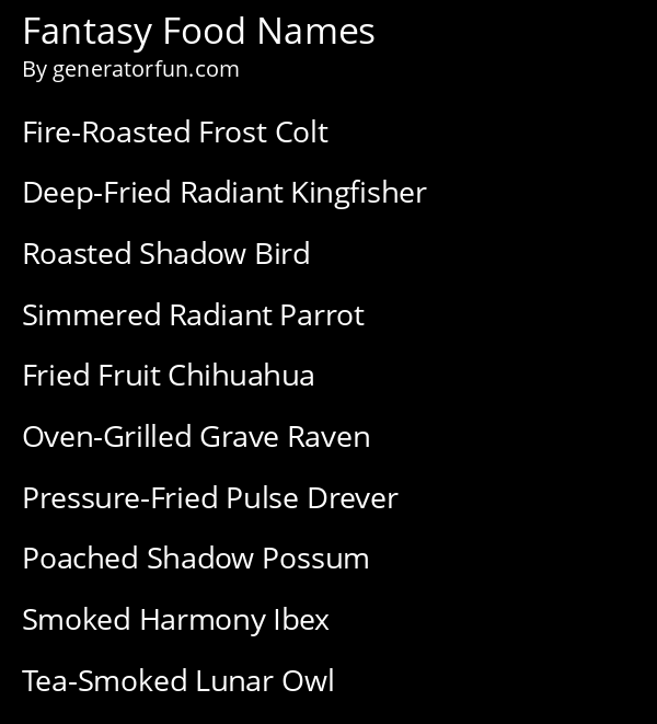 Fantasy Food Names
