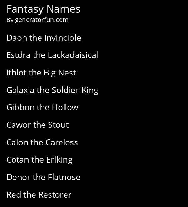 Fantasy Names