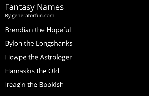 random fantasy name generator