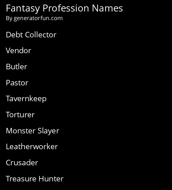 Fantasy Profession Names