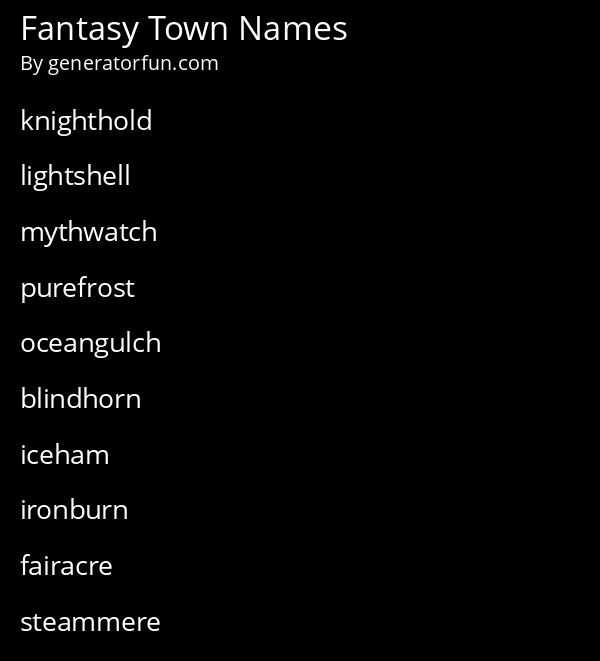 Fantasy Town Names