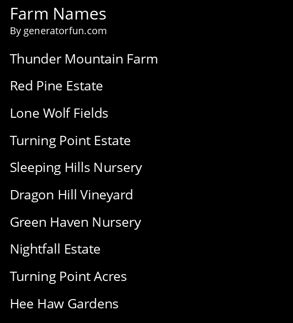 Farm Names