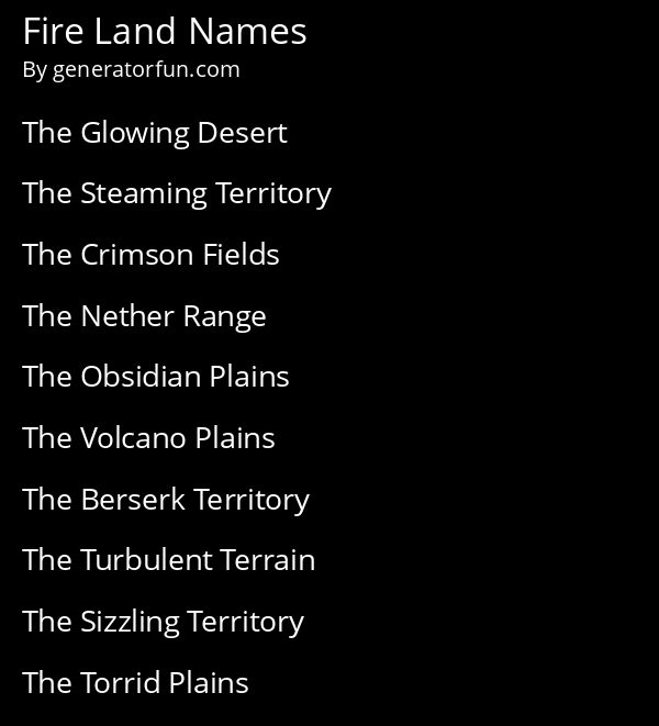 Fire Land Names
