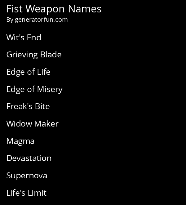 Fist Weapon Names