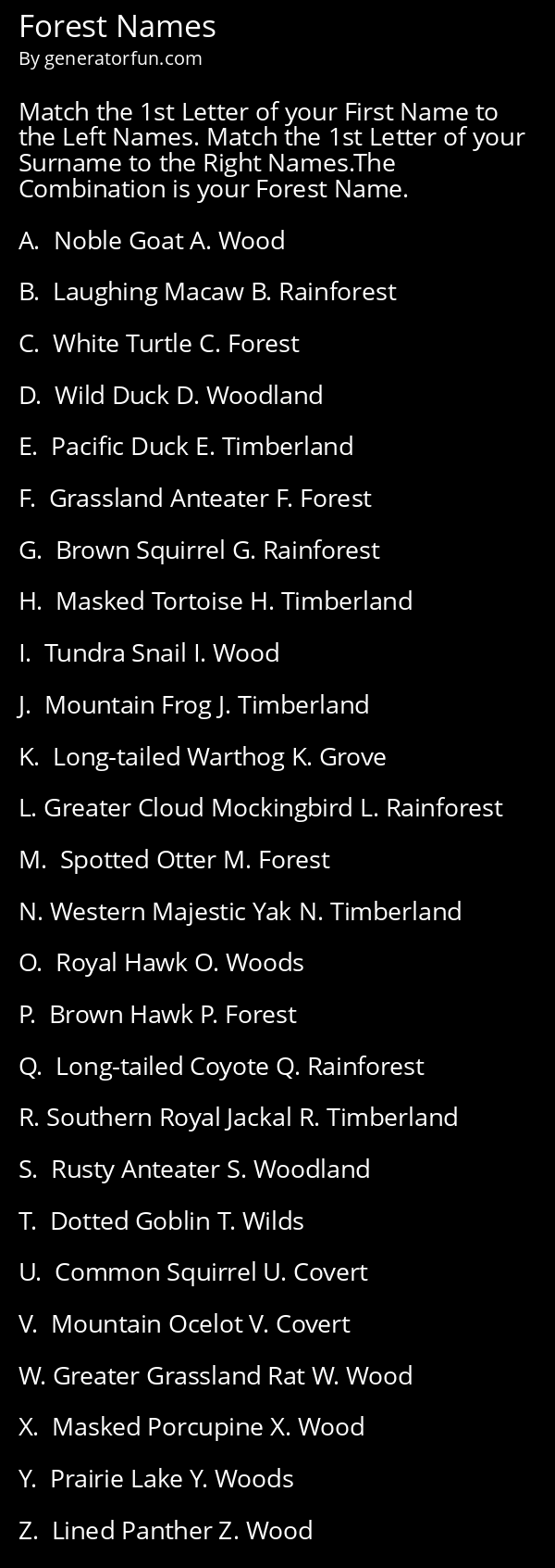 Forest Names