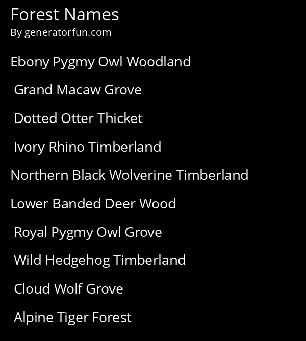 Forest Names