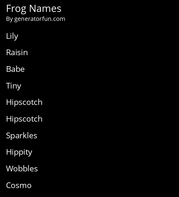 Frog Names