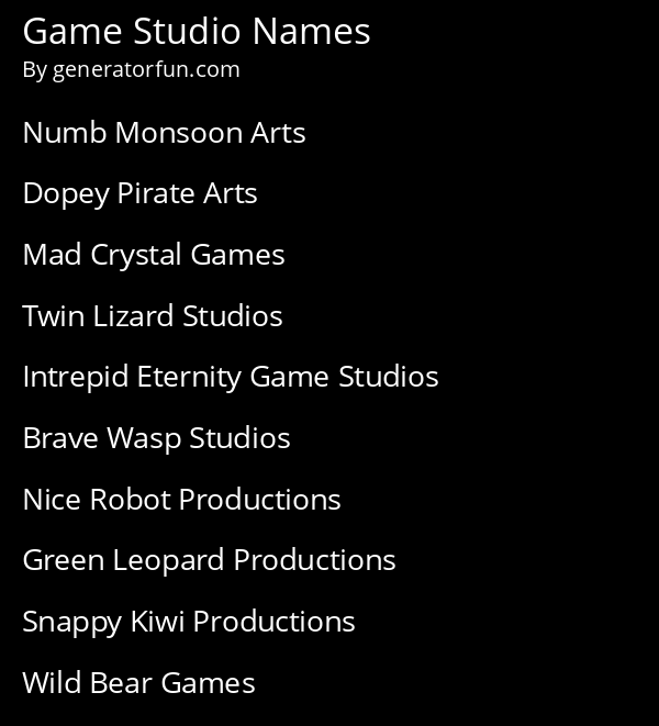 Game Studio Names