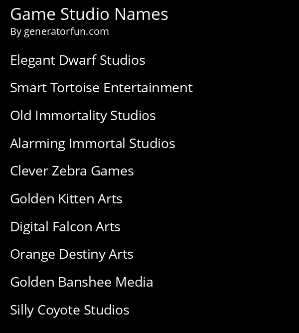 Game Studio Names