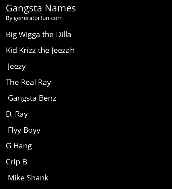 Gangsta Names