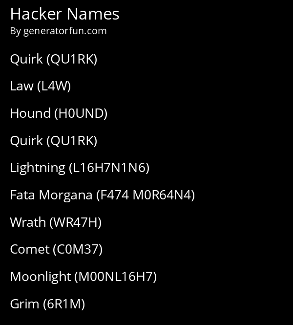 GitHub - NotCookey/HackerNames: A Simple And Cool Fancy Hacker Name  Generator