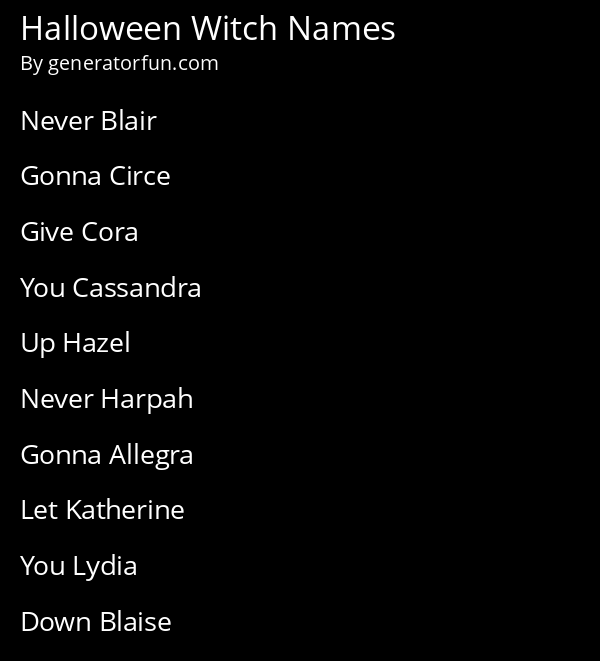 Halloween Witch Names