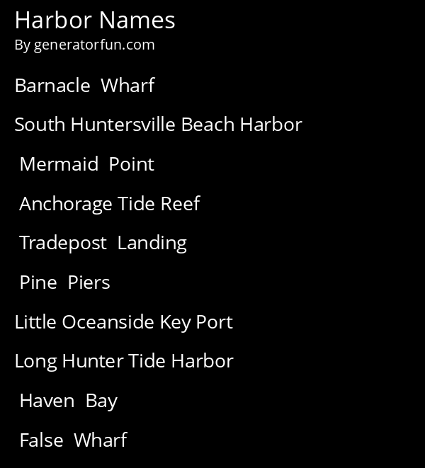 Harbor Names
