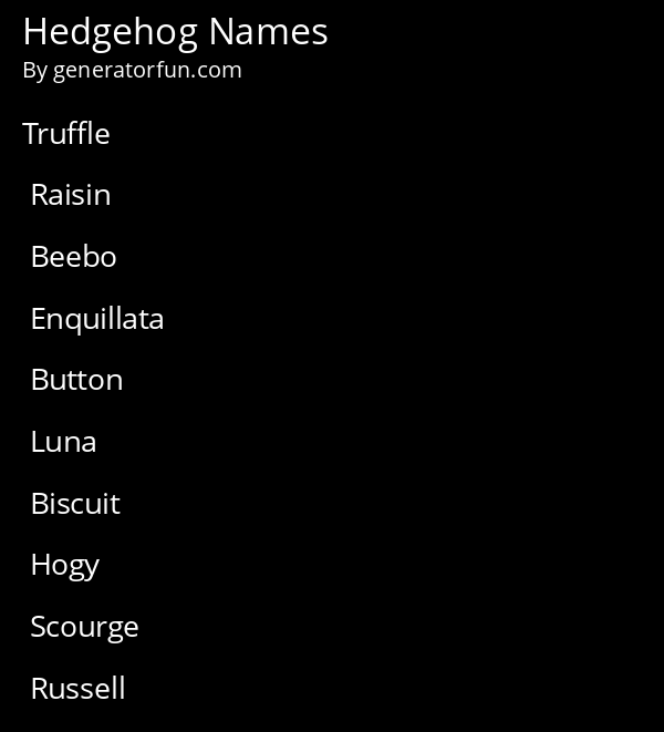 Hedgehog Names