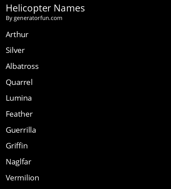 Helicopter Names
