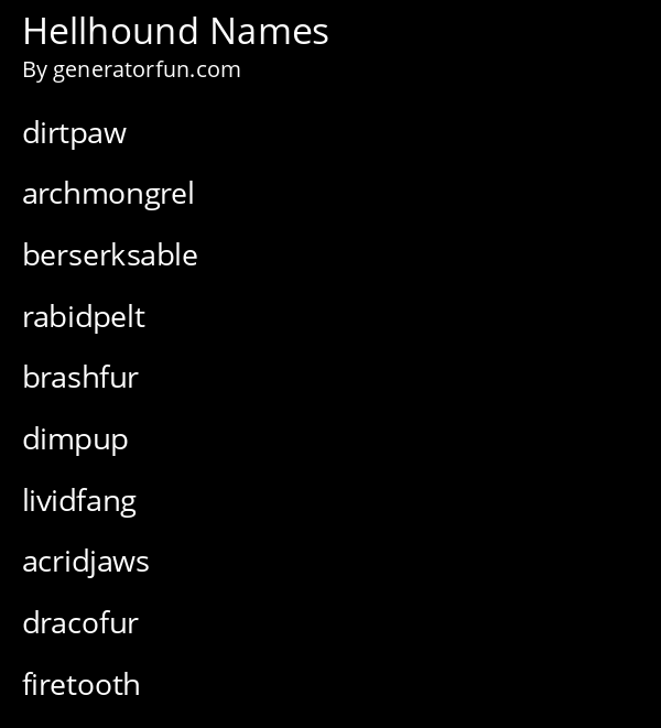 Hellhound Names