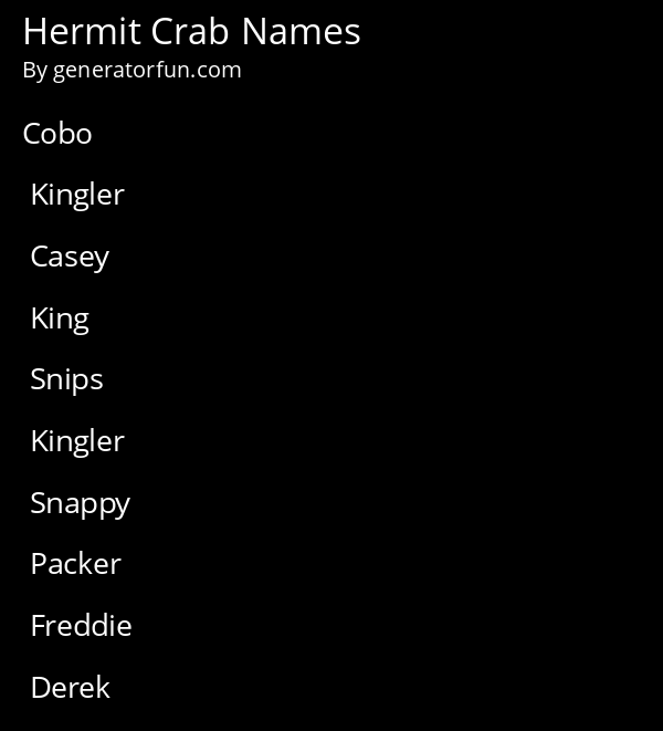 Hermit Crab Names