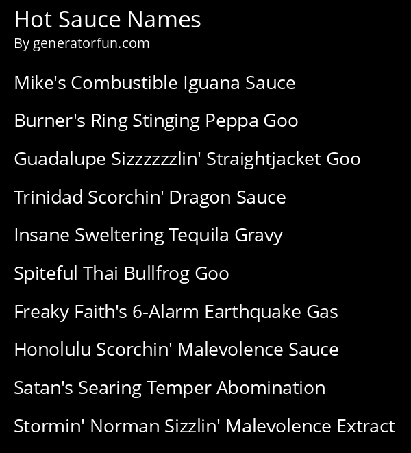 Hot Sauce Names
