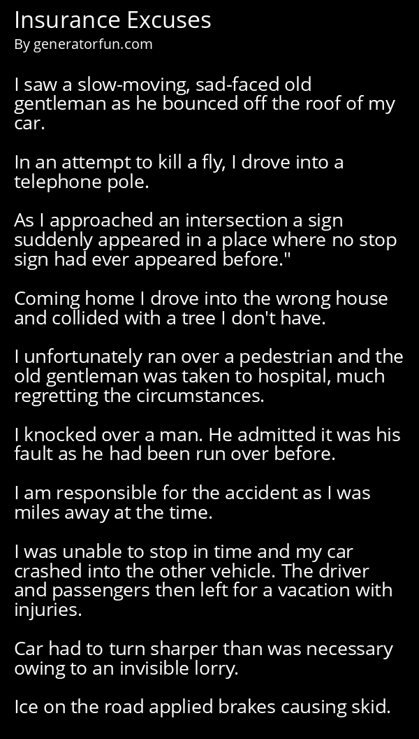 Insurance Excuses