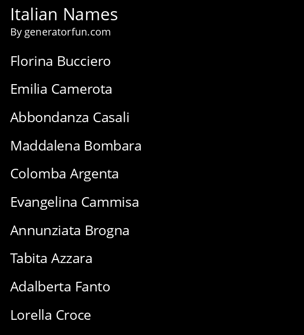 Italian Name Generator Generate A Random Italian Name