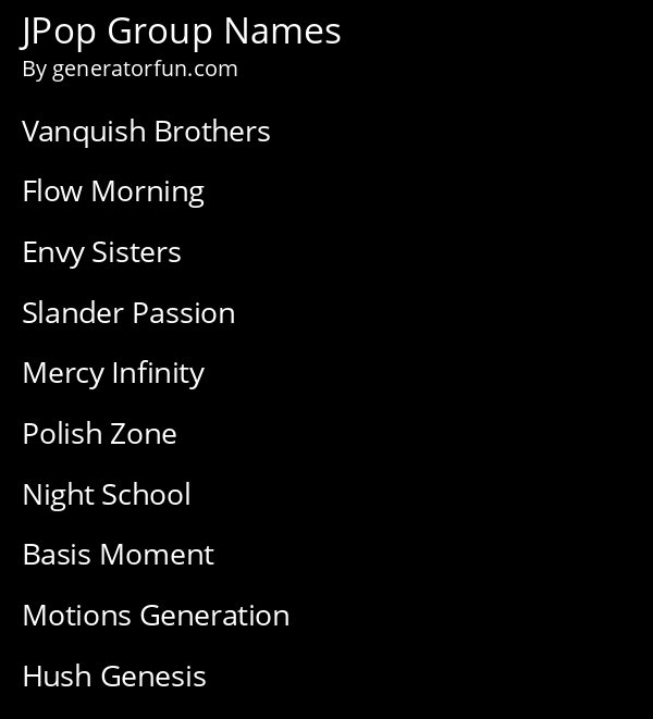 JPop Group Names
