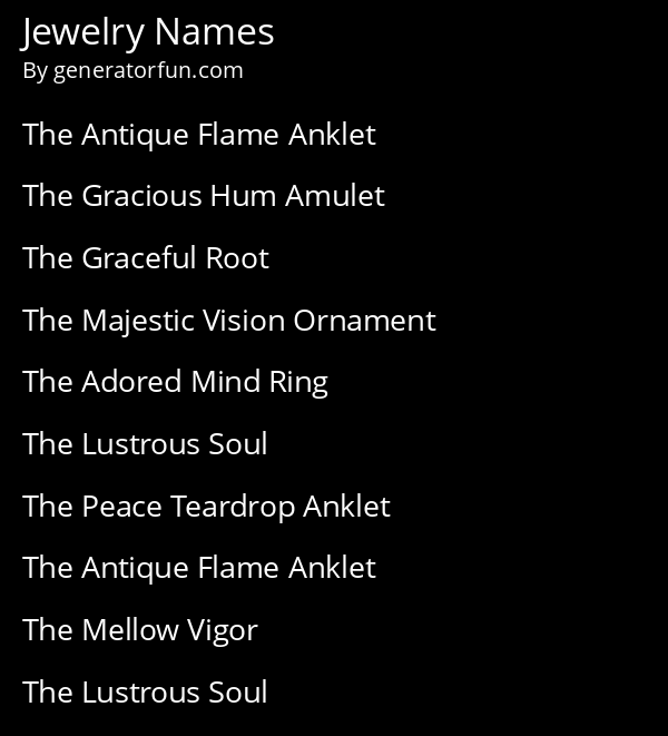 Jewelry Names