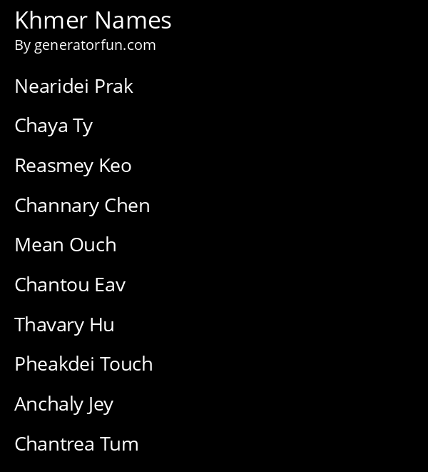 Khmer Names