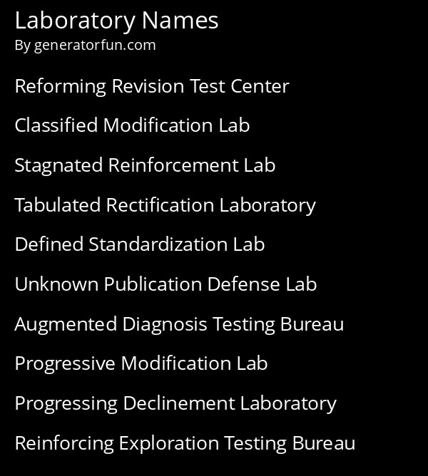 lab experiment name generator