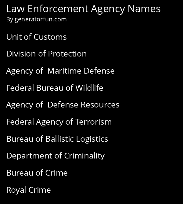Law Enforcement Agency Names