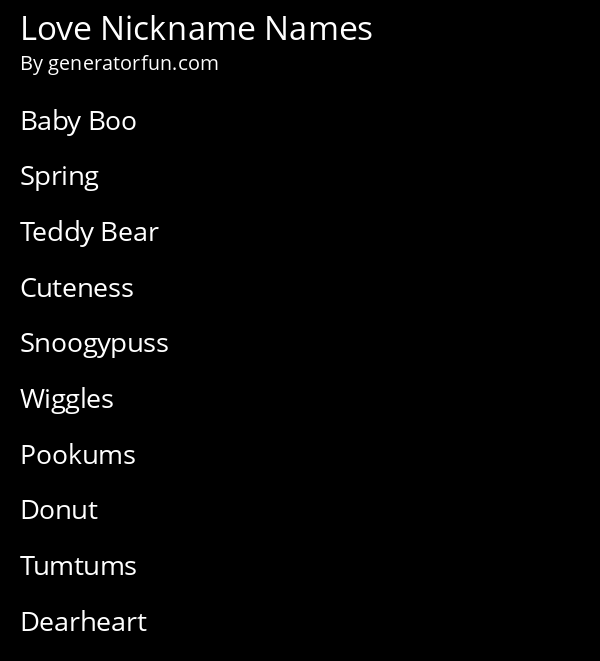 Love Nickname Names