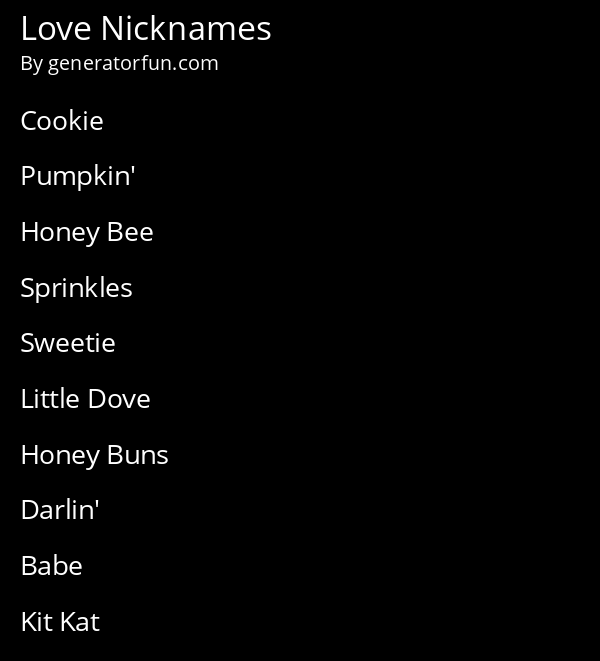 Love Nicknames