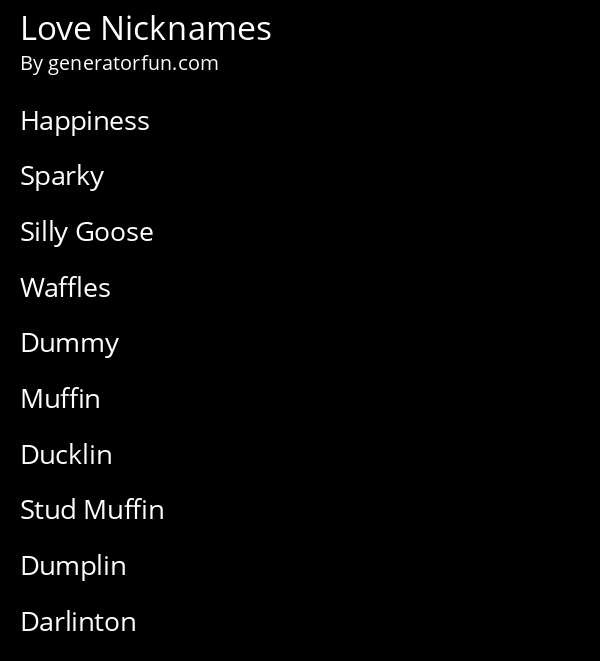 Love Nicknames