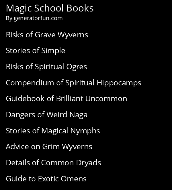 Magic School Books