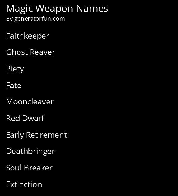Magic Weapon Names
