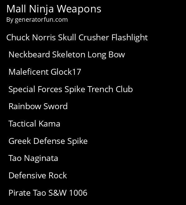 Mall Ninja Weapons