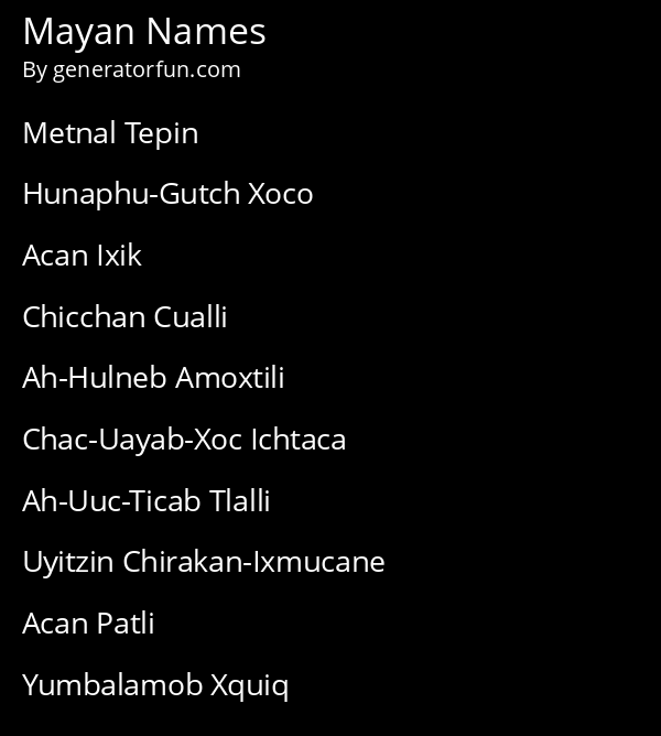 Mayan Names