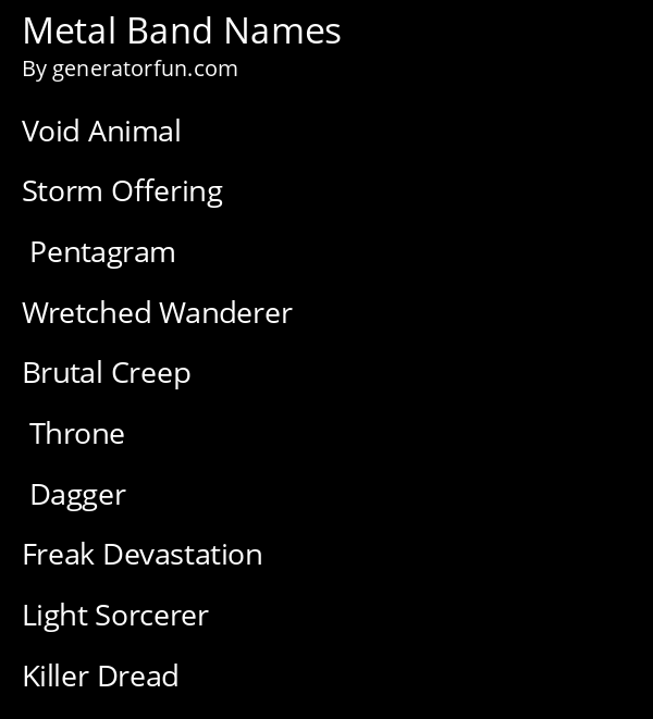 Metal Band Name Generator Generate Original Metal Band Names