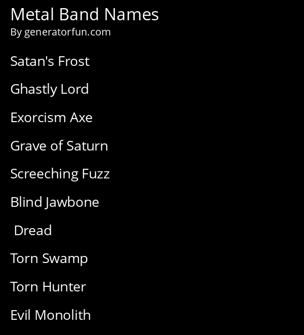 Metal Band Name Generator - Generate Original Metal Band Names