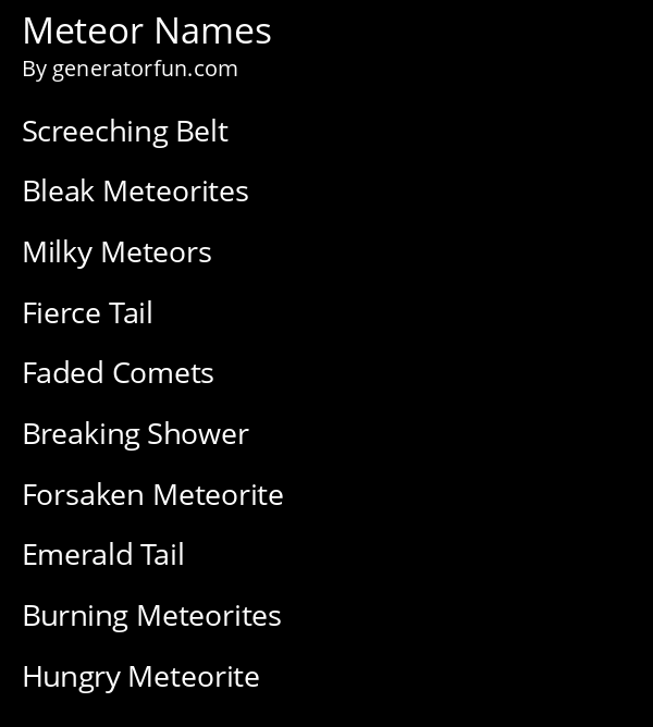 Meteor Names